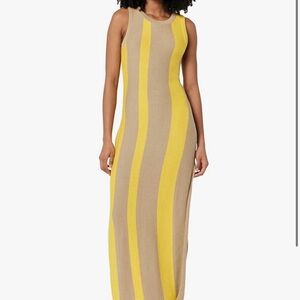 Elegant Yellow and Tan Striped Maxi Dress